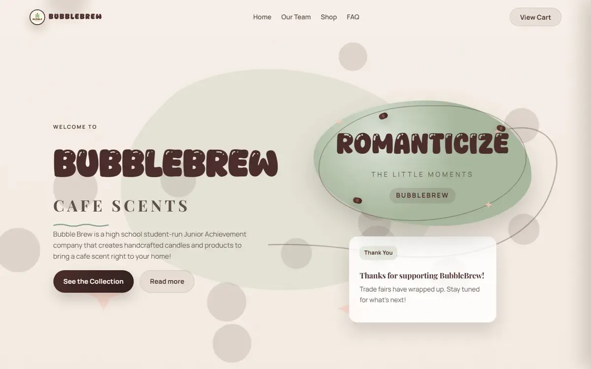 bubblebrew.ca homepage